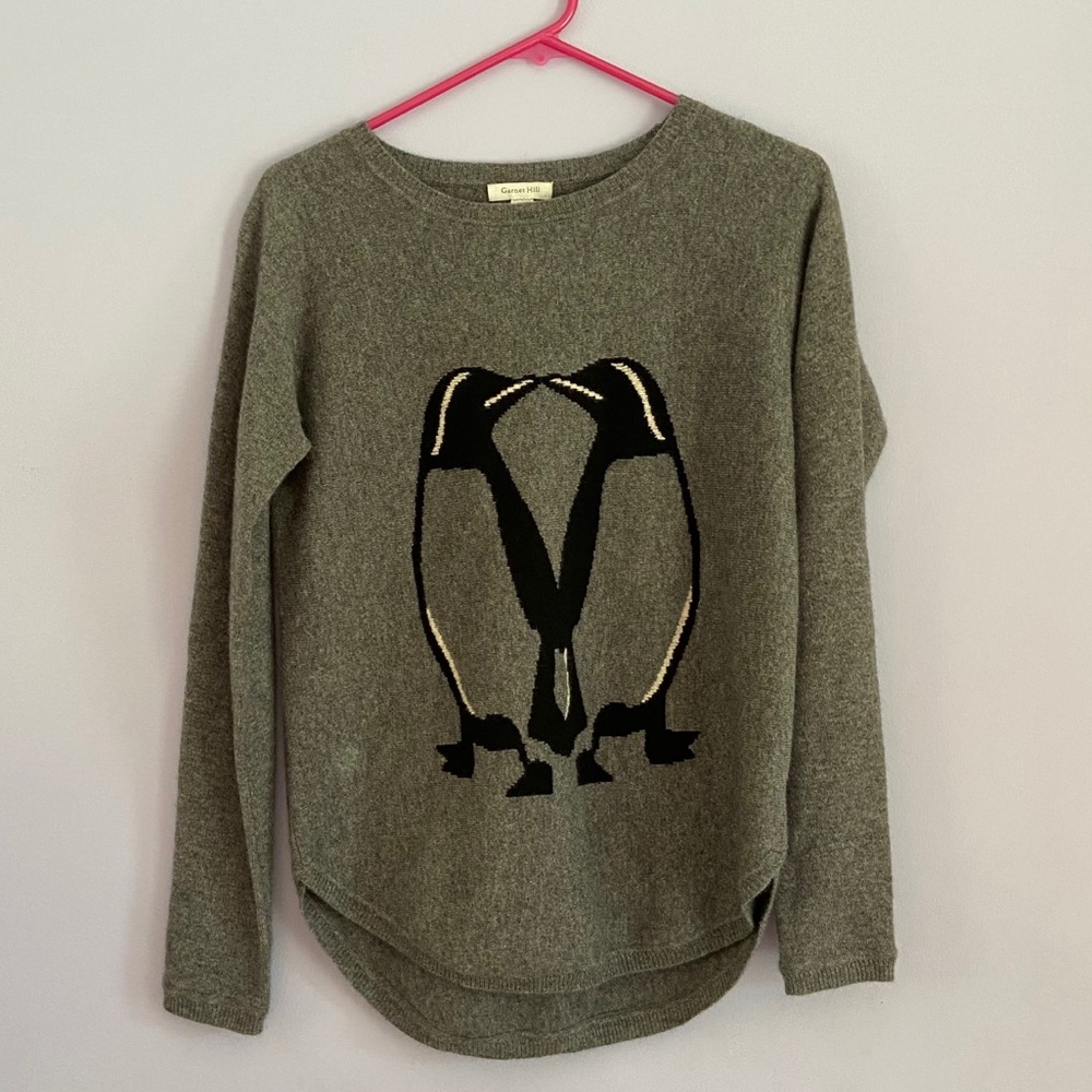 Garnet hill gray penguin cashmere sweater